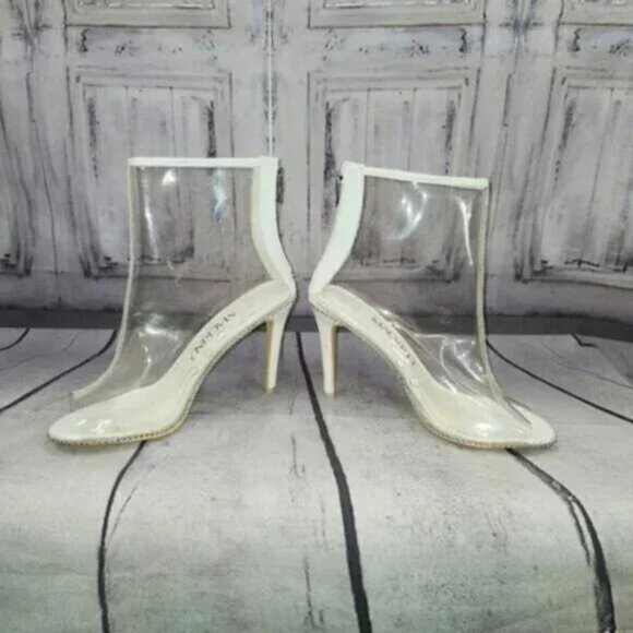 Mackin J Clear Bootie Peep Toe Heels - Picture 7 of 9